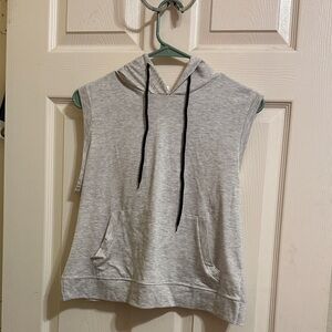 Gray Sleeveless Hoodie Top